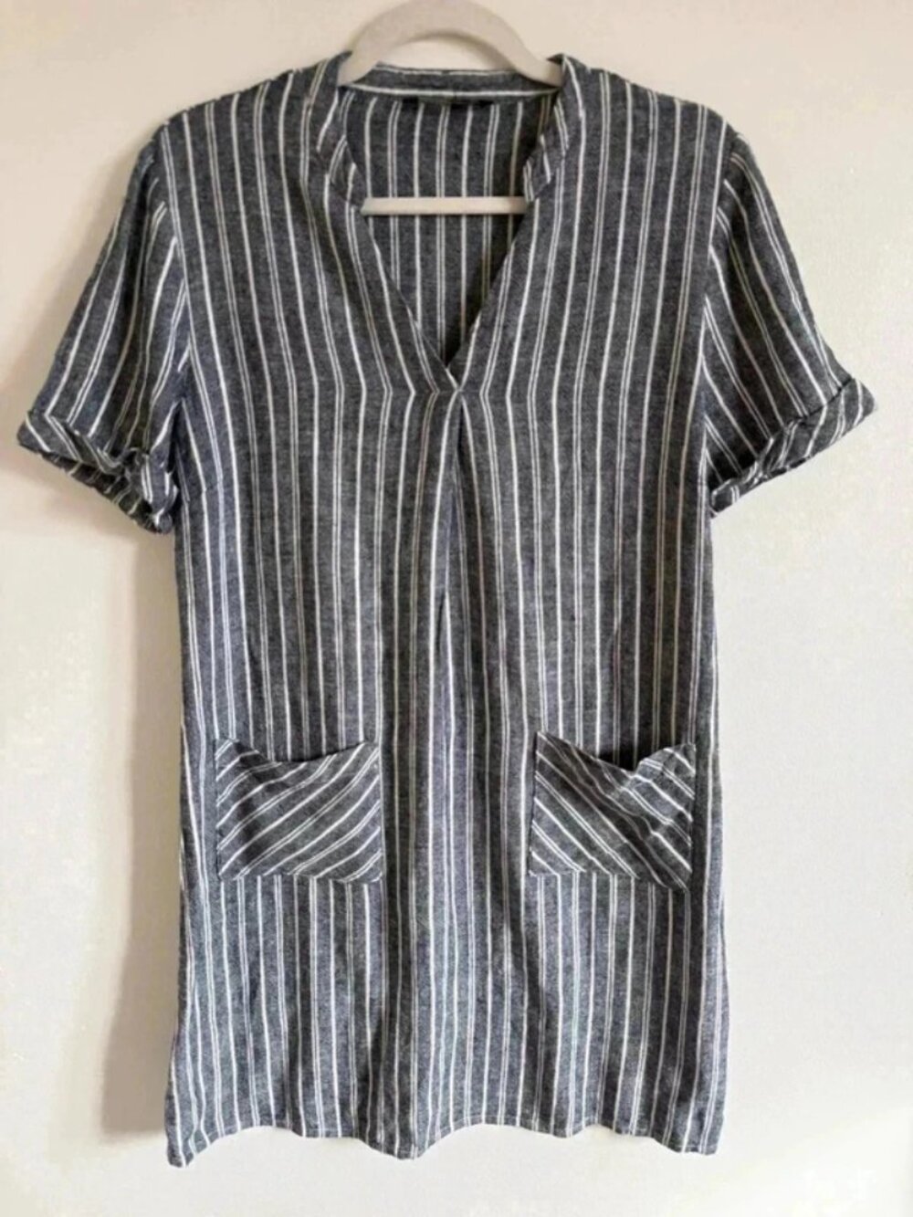 George navy linen blend striped dress Size 10